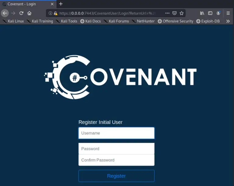 Covenant Login Screen