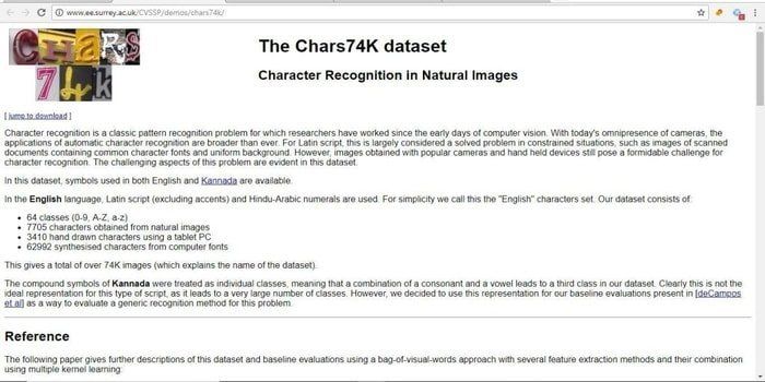 The Chars74K Dataset