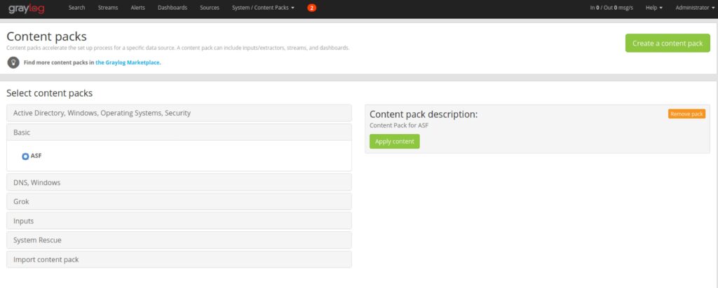 Graylog content pack
